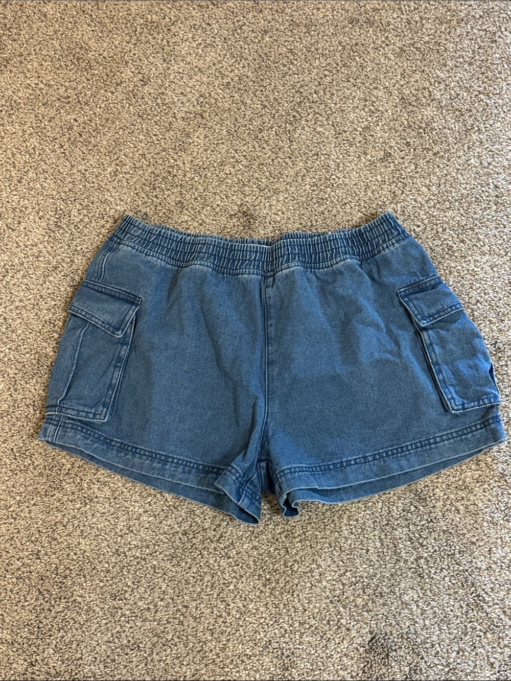 Ardene Blue Denim Cargo Shorts with Elastic Waistband